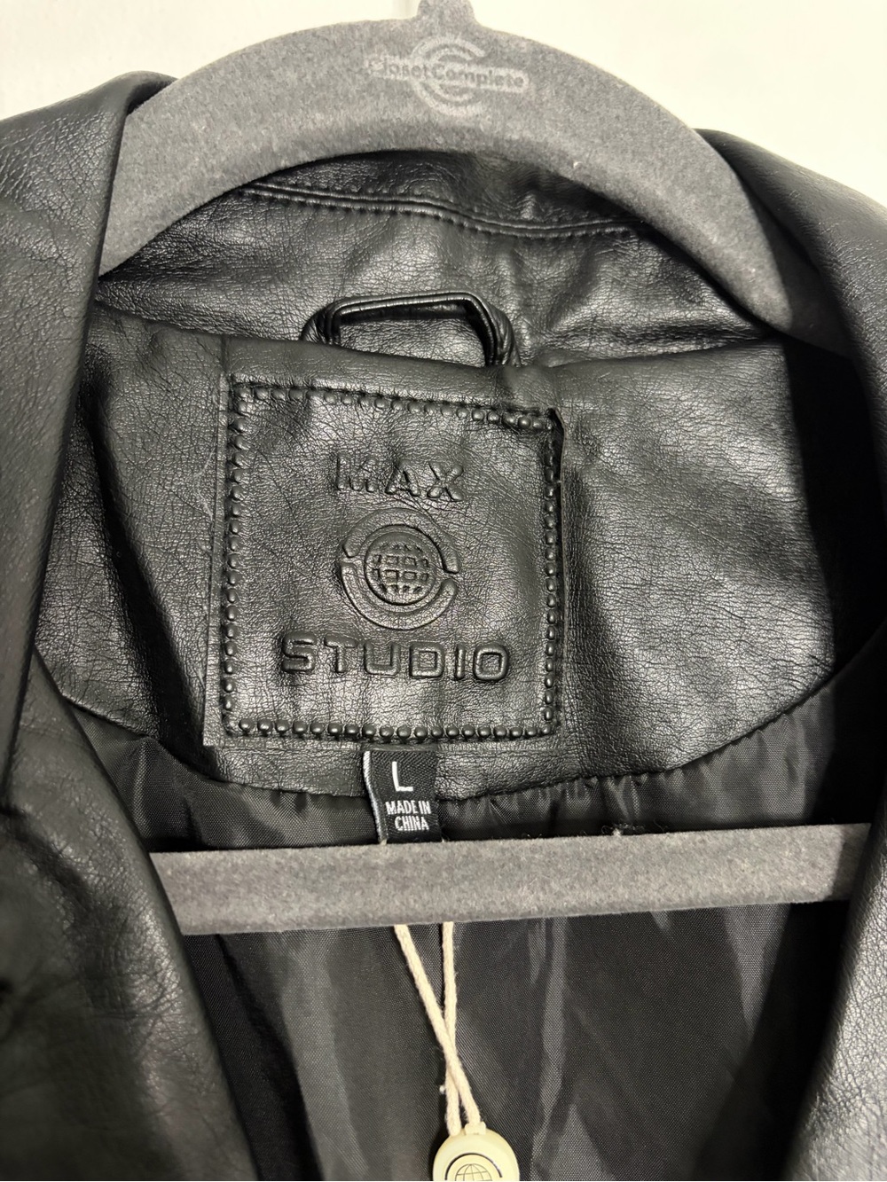 Max Studio Black Faux Leather Moto Jacket with Zip Details - Picture 2 of 4